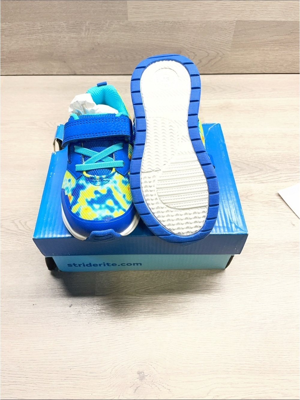 Stride Rite Blue and Yellow Kids' Athletic Sneakers with Velcro #123